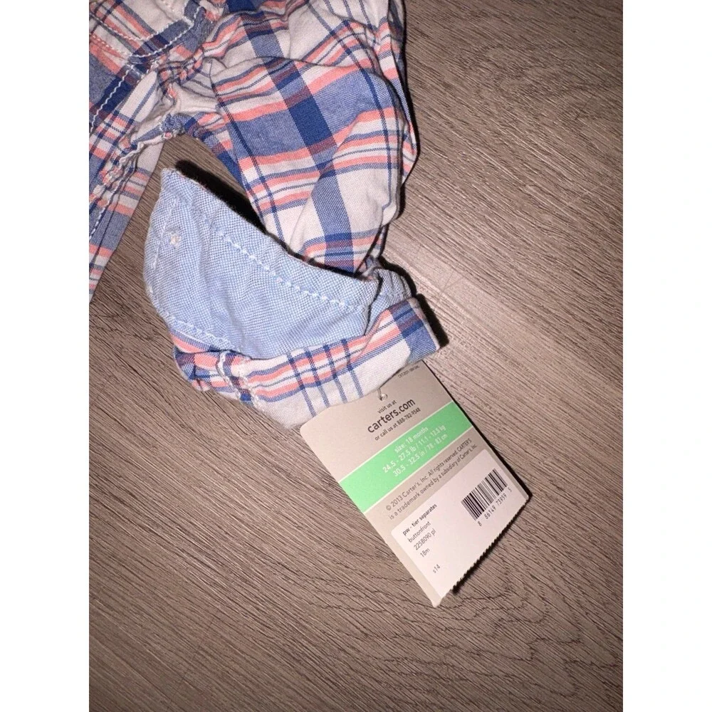 Carters plaid button up shirt Easter 18‎ months NWT boys